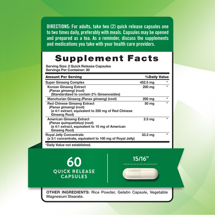 Nature's Truth Super Ginseng Complex - 60 Capsules