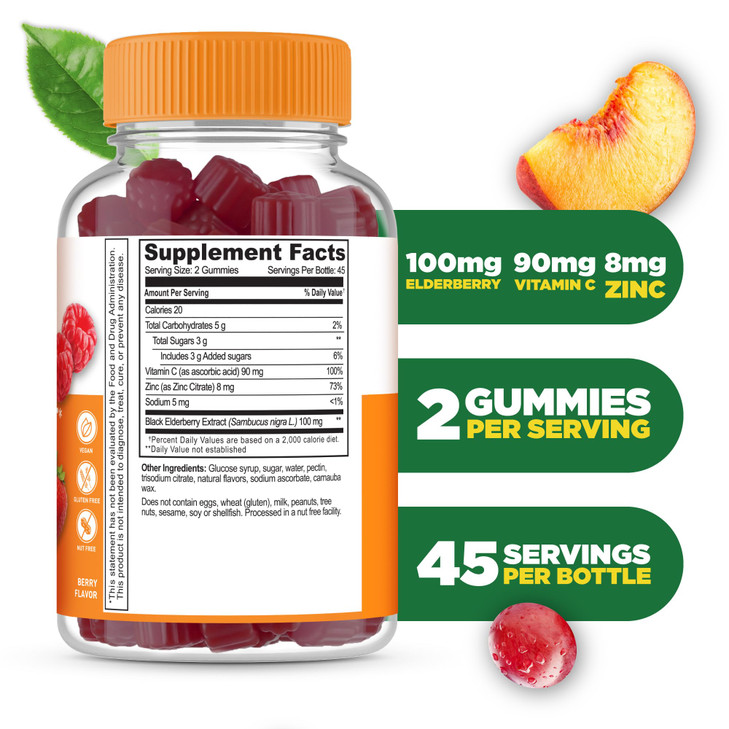 Lifeable Immune Support Gummies for Adult - Elderberry Vitamin C and Zinc