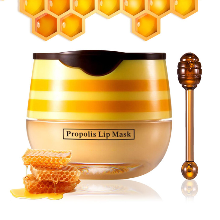 Honey Lip Balm,Hydrating & Prevention Dry and Dry Cracked Lips,Moisturizing Sleeping Lip Mask with Brush,Reduces Lip Lines,Lip Exfoliating Lip Balm H
