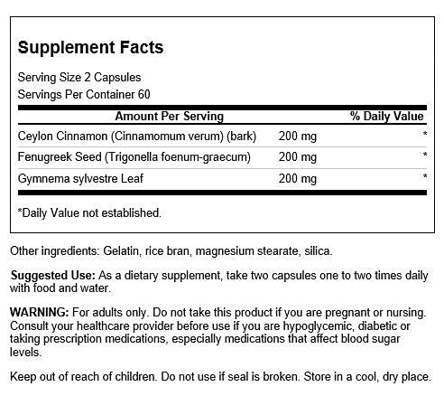Swanson Full Spectrum Cinnamon, Fenugreek & Gymnema 120 Capsules