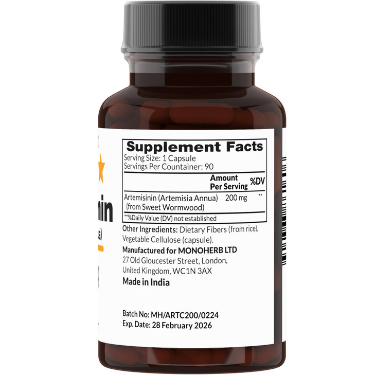 MONOHERB Artemisinin (Artemisia Annua) (from Sweet Wormwood) 200 mg 90 Capsules