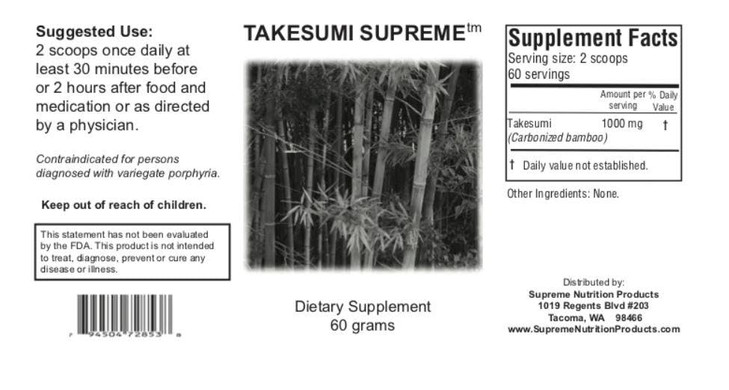 Supreme Nutrition Takesumi Supreme, Pure 60 Grams Activated Bamboo Charcoal
