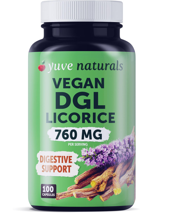 Yuve Vegan DGL Licorice 760mg - Digestive Support Supplement with L-Glycine