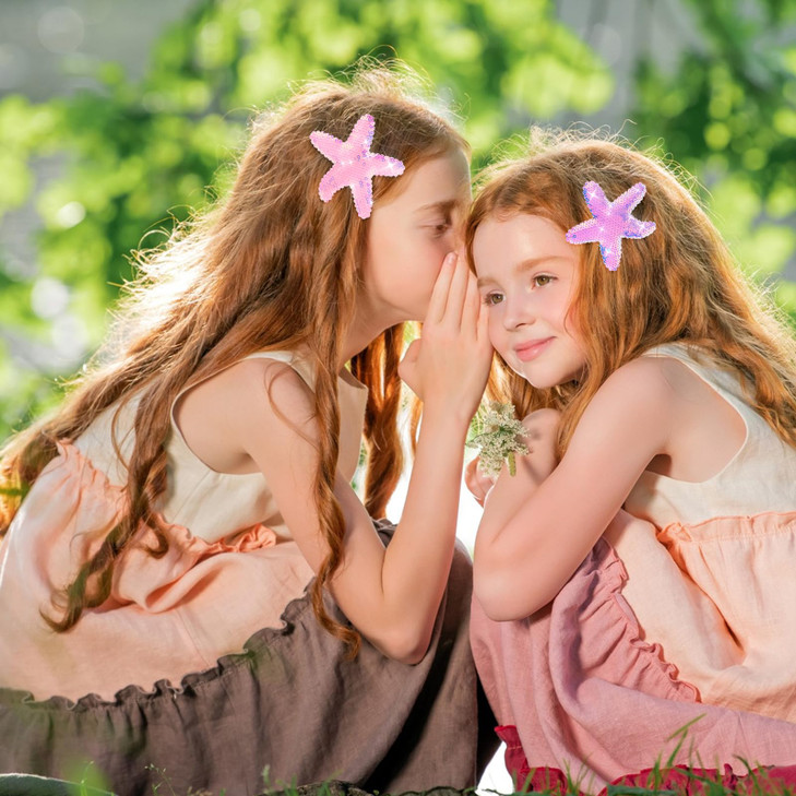 Amabro 6PCS Starfish Hair Accessories: Glitter Hair Claw Barrettes, Sequin Headpieces, and Sea Star Alligator Clips for Women, Girls, and Brides