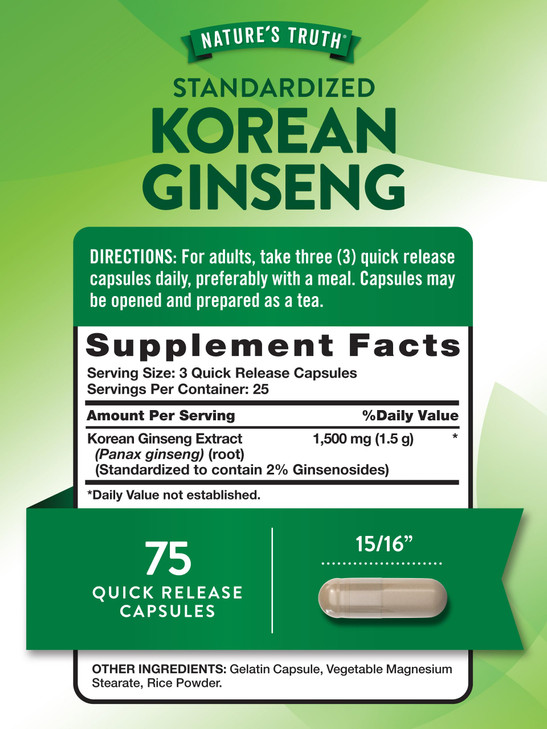 Nature's Truth Korean Ginseng Capsules - 75 Count
