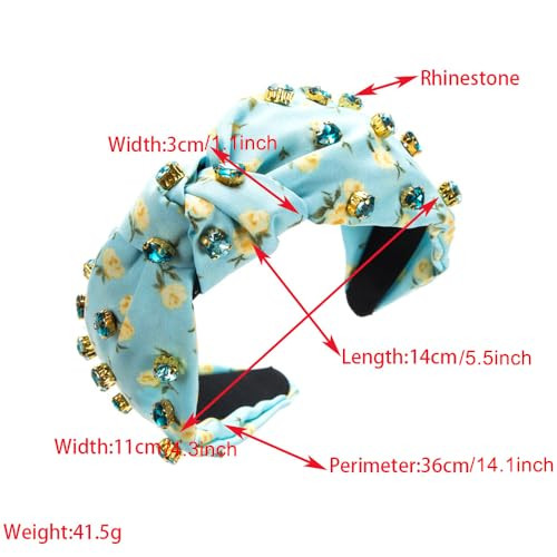 HUANMAYE 1PCS Rhinestone Headbands for Women Glitter Crystal Hairbands Fashion Jeweled Headbands Wide No Slip Hair Accessories for Women (Blue)