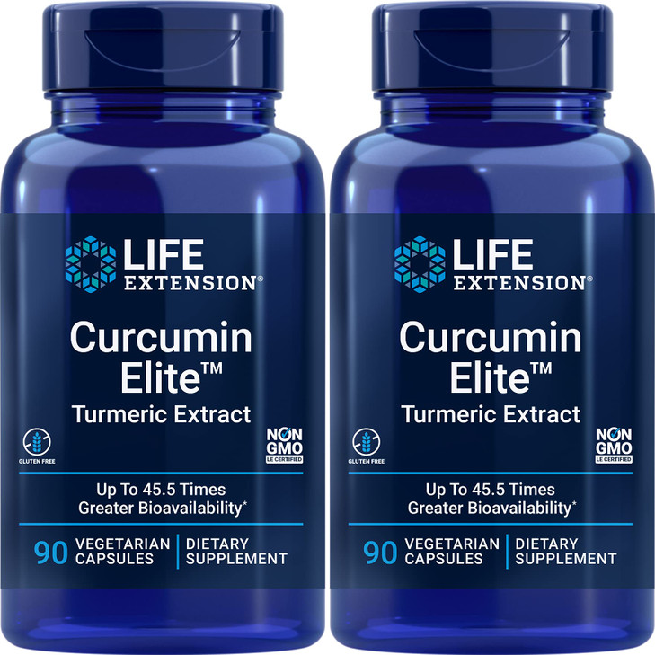 Life Extension Curcumin Elite Turmeric Extract, 90 Caps (Pack of 2)