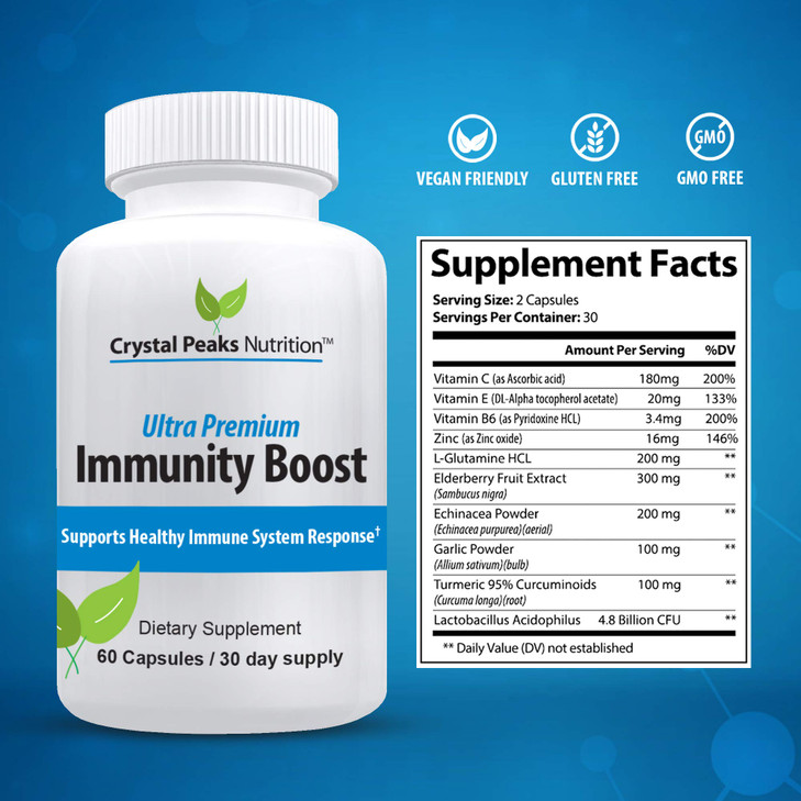 Immune Support Capsules with Elderberry, Vitamin C, Echinacea, Garlic, Zinc