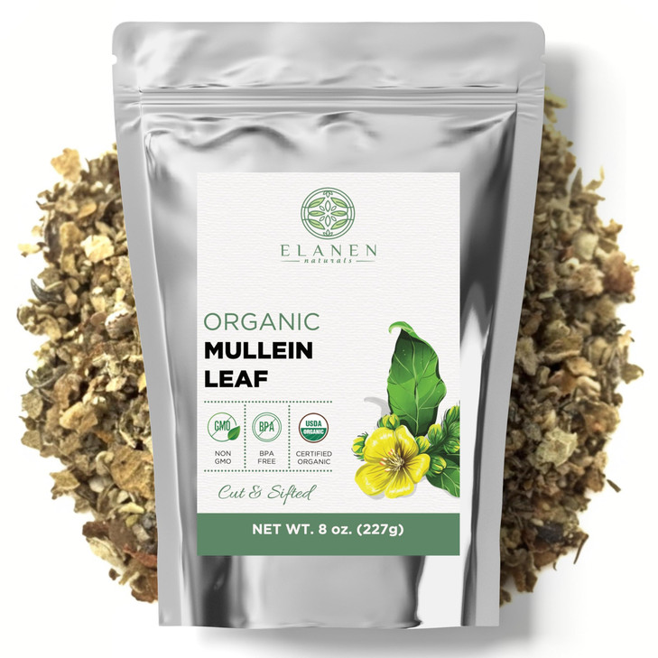 Elanen Naturals Organic Mullein Leaf 8 oz. (227g), USDA Certified Organic