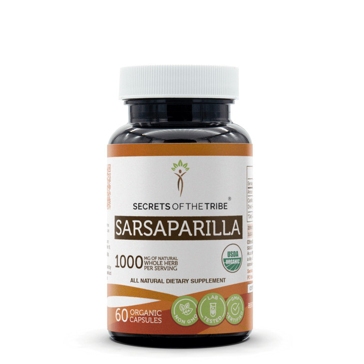 Secrets of the Tribe Sarsaparilla 60 Capsules, 1000 mg, USDA Organic