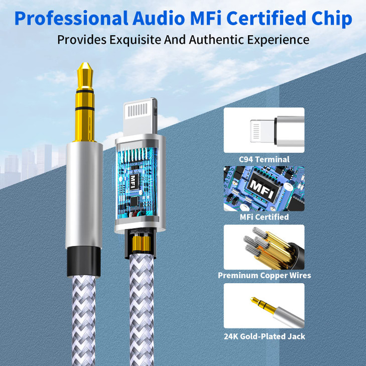 ?Apple MFi Certified? 2Pack iPhone Aux Cord for Car, Lightning to 3.5 mm Headphone Jack Adapter Male Aux Stereo Hi-Fi Audio Cable Compatible with iPh
