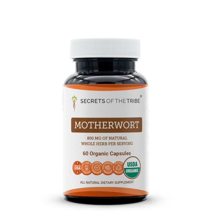 Secrets of the Tribe Motherwort Capsules 800 mg USDA Organic Motherwort