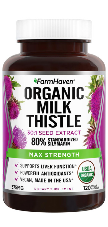 FarmHaven USDA Organic Milk Thistle Capsules |30X Concentrated Seed Extract &