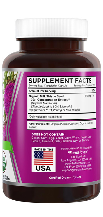 FarmHaven USDA Organic Milk Thistle Capsules |30X Concentrated Seed Extract &
