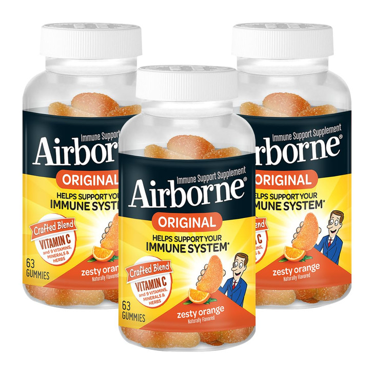 Airborne 750mg Vitamin C Immune Support Supplement Gummies for Adults, Zesty