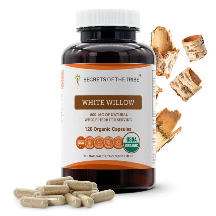 Secrets of the Tribe White Willow Capsules 800 mg USDA Organic White Willow
