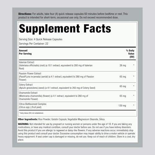 Lindberg Valerian Root Extract - 90 Capsules - with Chamomile and Passion Flower