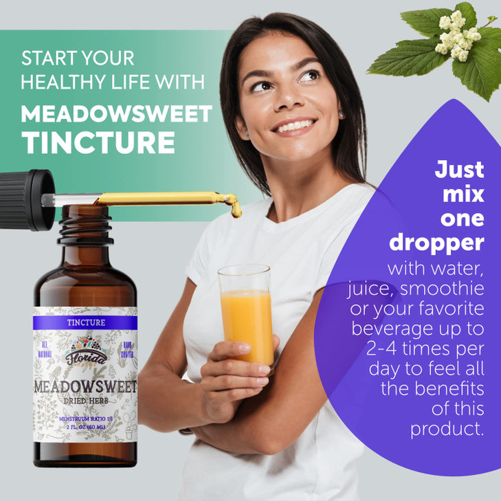 Meadowsweet Tincture Extract, Organic Meadowsweet (Filipendula Ulmaria) Dried