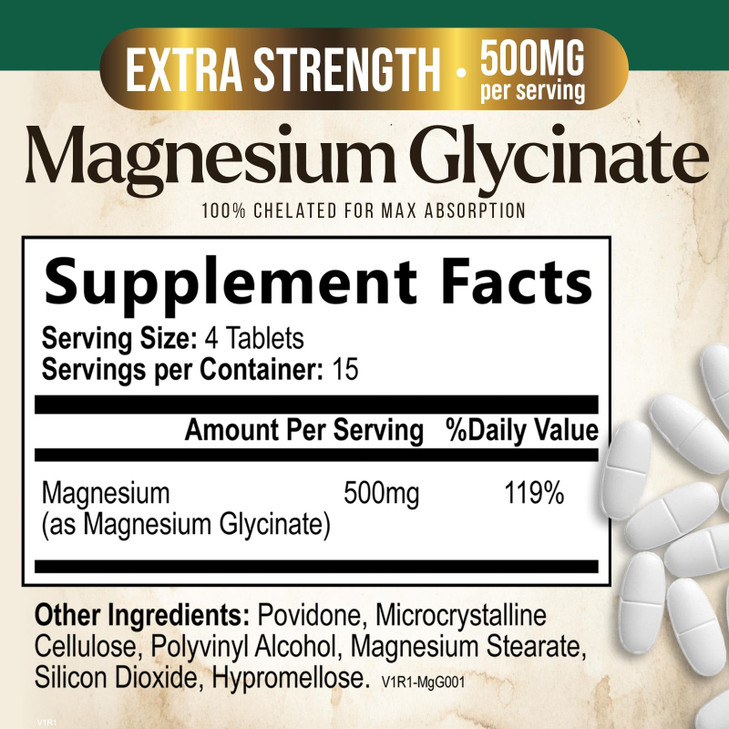Magnesium Glycinate 500mg - Chelated for Ultra Absorption