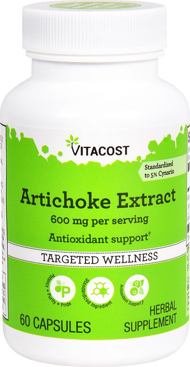 Vitacost Artichoke Extract - Standardized - 600 mg per Serving - 60 Capsules