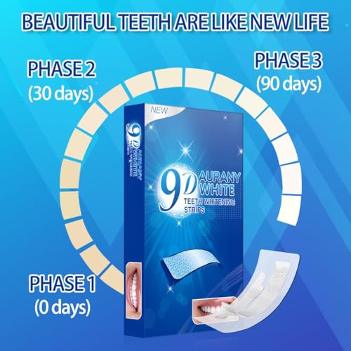 9D Sensitive Teeth Whitening Strips- Professional Enamel-Safe Formula, Fast Stain Removal for Coffee Drinkers & Smokers, Sensitivity-Free Whitening K