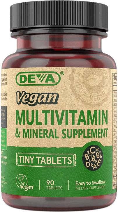 DEVA Vegan Multivitamin for Women & Men with Iron, Vitamin C, E, B Complex