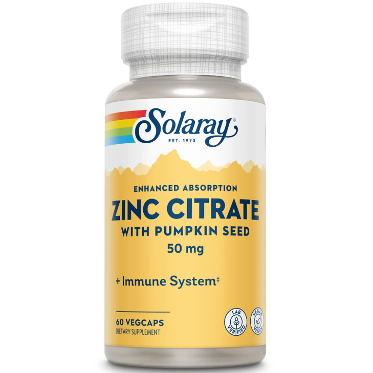 Solaray Zinc Citrate 50mg - Immune Function, Cellular & Skin Health Support