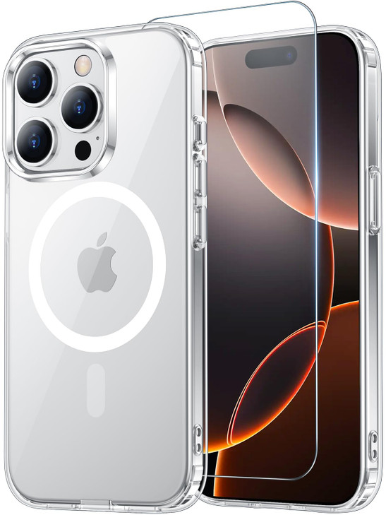 Temdan for iPhone 16 Pro Max Case Clear with Screen Protector, Compatible with Magsafe, Anti-Yellowing, Military-Grade Protection, Shockproof Slim Ma