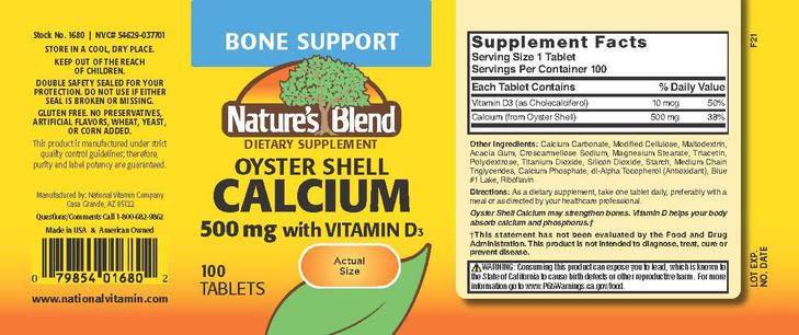 Oyster Shell Calcium with D3 100 Tabs