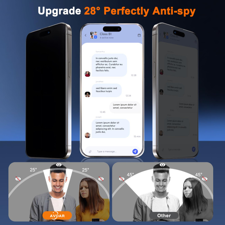 AVOAR 2 Pack for iPhone 16 Plus Privacy Screen Protector, [Automatic Dust Removal] [Drop Protection] 9H Full Screen Tempered Glass for iPhone 16 Plus