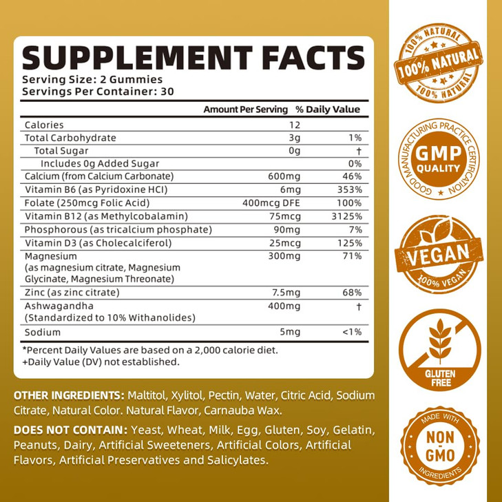 softbear Calcium Magnesium Zinc Gummies for Women & Men, High Absorption Calcium