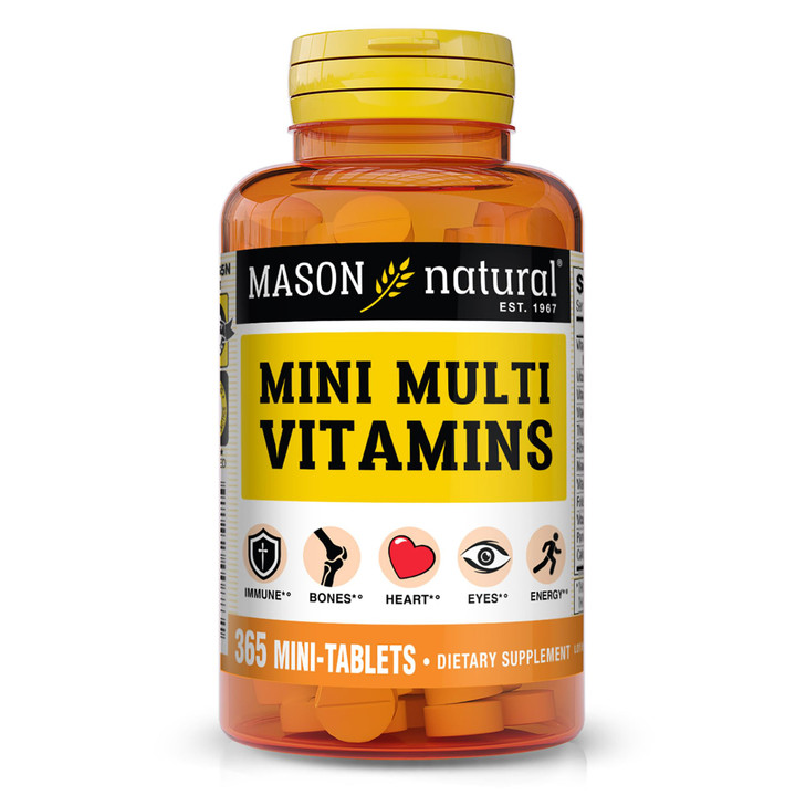 MASON NATURAL Mini Multi Vitamins, Vitamins A, C, D3, E, B1, B2, B3, B6, B12