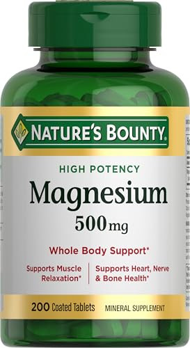 Nature's Bounty Magnesium 500 mg Tablets, High Potency Magnesium Supplement
