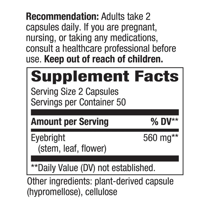 Natures Way Eyebright Herb Vegetarian Capsule, 100 ct