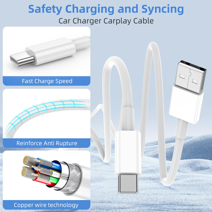 Car Carplay for iPhone 17 16 15 Charger Cord, 2Pack [3FT+6FT] USB A to USB C Charging Cable for Apple 17 16 15 Pro/Pro Max/Plus Type C Cord, for iPad