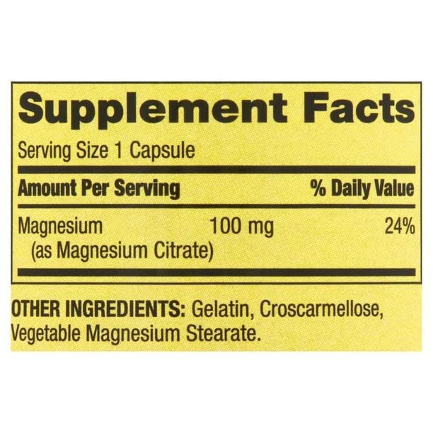 Spring Valley - Magnesium Citrate 100 mg, Rapid-Release, 100 Capsules