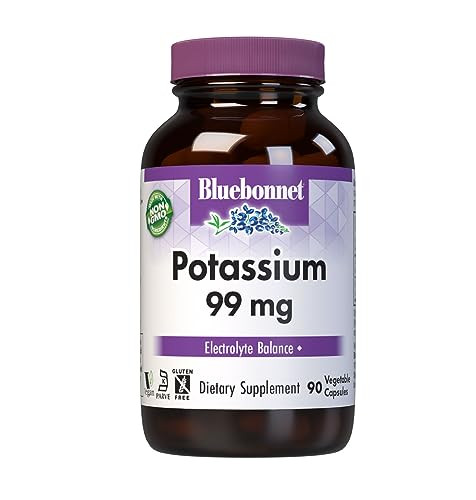 Bluebonnet Potassium Supplement Aspartate 99mg Essential Mineral Supplements