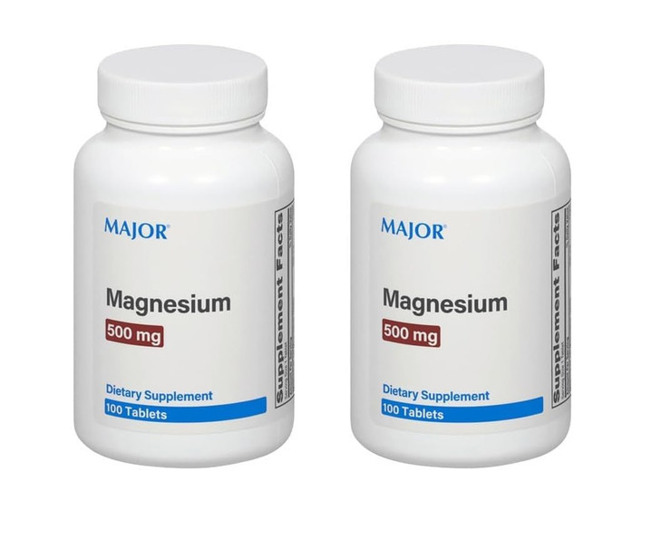 Major Magnesium 500mg - Magnesium Oxide Tablets - 100 Count (2 Pack)