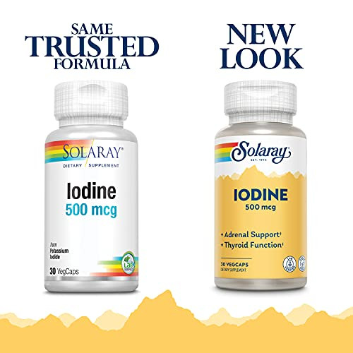 Solaray Iodine 500 mcg, Iodine Supplement for Healthy Adrenal and Thyroid
