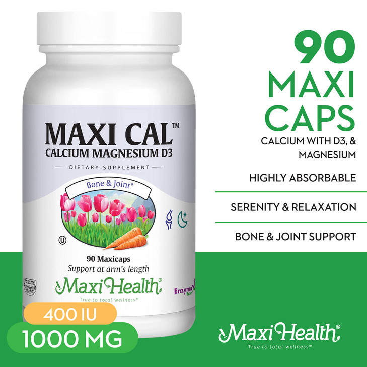 Maxi Health Calcium 1000 mg Supplement with Vitamin D3 (1000 IU) and Magnesium