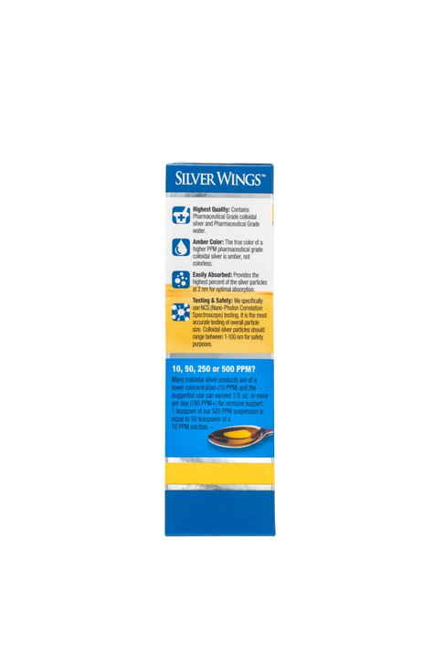 Natural Path Silver Wings Colloidal Silver 500PPM, Amber Brown Liquid Immune