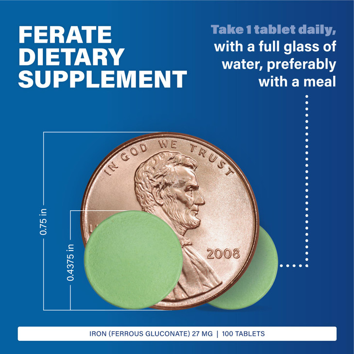 Major 27 mg Ferate Tabs - Ferrous Gluconate Elemental Iron Dietary Supplement