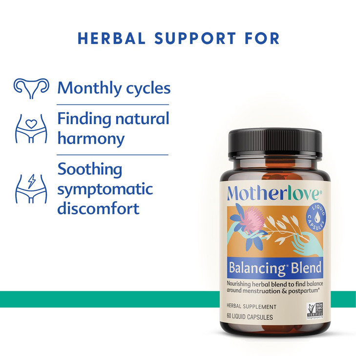 Motherlove Balancing Blend (60 Liquid caps) Herbal Supplement for Period &