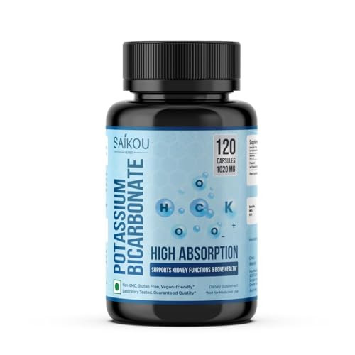 Potassium Supplement 1020mg High Absorption Potassium Bicarbonate- 120 Capsules