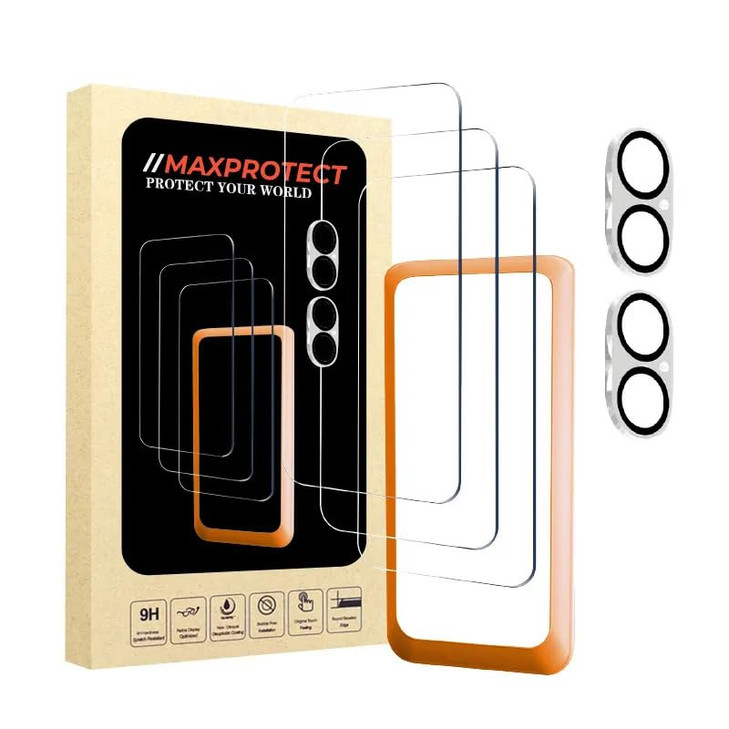 //MAXPROTECT Compatible for iPhone 16 Pro Screen Protector; Premium 9H Tempered Glass; Scratch-Resistant; Crystal Clear; Anti Bubble; Shatterproof wi