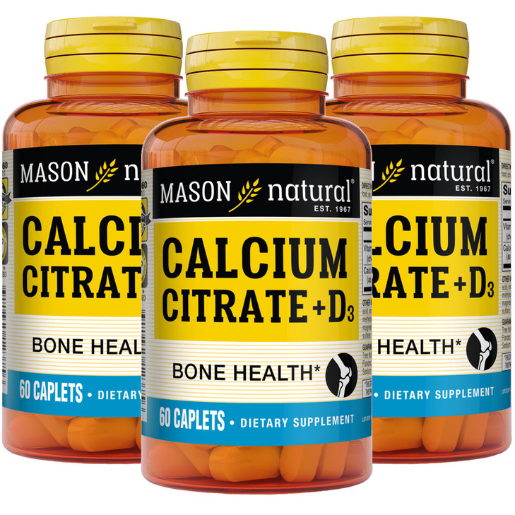 MASON NATURAL Calcium Citrate Plus Vitamin D3, 6 Month Supply, Strengthens