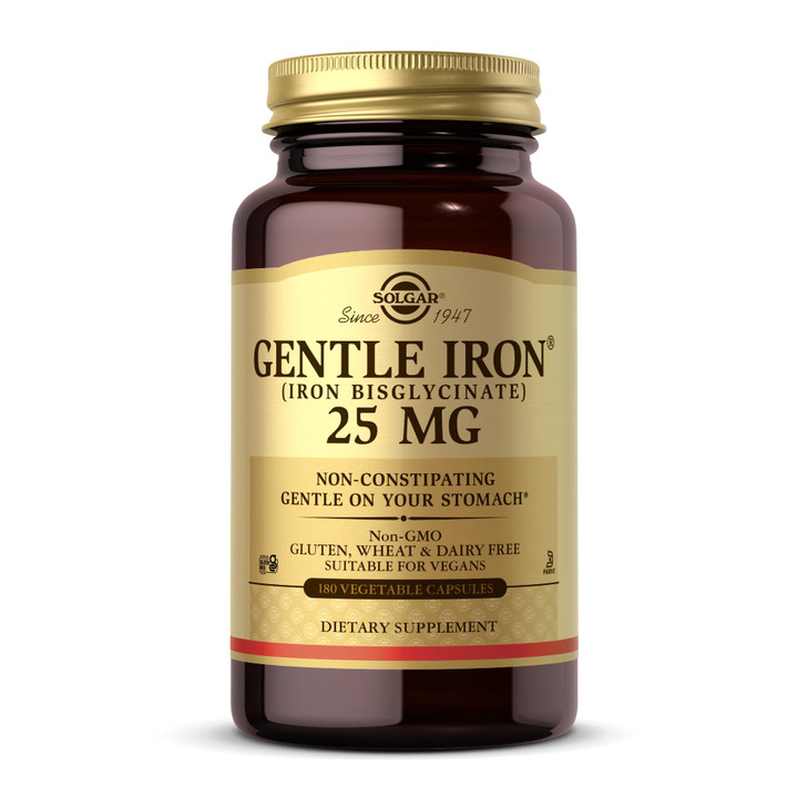 Solgar Gentle Iron, 180 Vegetable Capsules - Ideal for Sensitive Stomachs
