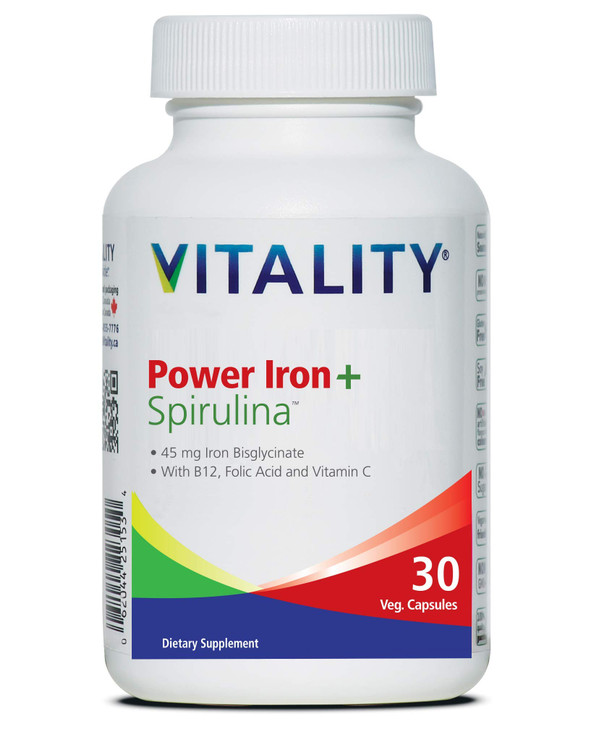 Vitality Power Iron + Spirulina - 45mg Iron - Blood Builder