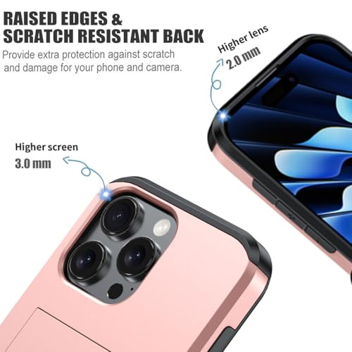 Ueokeird Case for iPhone 16 Pro Max Wallet Case, Card Holder Heavy Duty Protective Dual Layer Shockproof Hidden Card Slot Slim Phone Cover Cases for