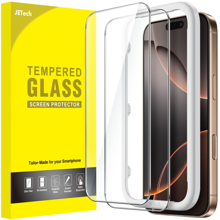 JETech Screen Protector for iPhone 16 Pro Max 6.9-Inch, Tempered Glass Film with Easy Installation Tool, Case-Friendly, HD Clear, 2-Pack